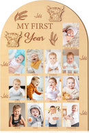 R HORSE Picture Frame - My First Year Photo Display Board, Highland Cow, Wood, 15.7 x 11 inches, Unisex Adult Gift by TinyTreasures Baby Boutique