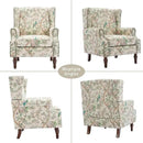 Lumibee Wingback Accent Chair, 2 Set High Back Floral Armchairs in Fabric,Comfy Upholstered Reading Single Sofa Chairs with Solid Wood Legs for Living Room,Bedroom,Office-Bird by CozyNest Decor