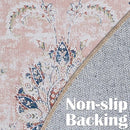 jinchan Round Rug 4ft Area Rugs Vintage Floral Distressed Design - Machine Washable Non-Slip Low-Pile Ultra-Thin Circle Rug for Entryway Bedside Living Room Dining Room Bedroom (4' Round,Pink) by TinyTreasures Baby Boutique