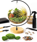 15-Piece Terrarium Kit with Live Moss – DIY Glass Globe Set with Tools, Soil, Stones & Spray Bottle – Indoor Mini Garden Gift for Plant Lovers, Home Decor & Zen Craft by CozyNest Decor