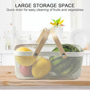 Portable Garden Harvest Basket-Mesh Design Natural Bamboo Handle Wire Storage Baskets,Mesh Basket with Handle Organize Items Reduce Space Occupation,Suitable for Kitchen,Garden,Picnic(White) by GreenHaven Gardens
