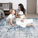 9x12 Area Rug Living Room Rug: Washable Modern Abstract Soft Thin Rug Indoor Floor No Slip Stain Resistant Carpet for Bedroom Dining Room Farmhouse Nursery Home Office - Blue by TinyTreasures Baby Boutique