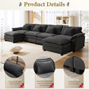 URRED Modular Sectional Sofa Comfy Cloud Couch, Modern Velvet Sofa Sleeper Deep Seat Couches with Ottoman/Pillows for Living Room (Dark Gray, 154'' - U Shape) by CozyNest Decor