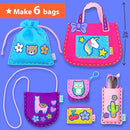 KRAFUN My First Sewing Bag Kit Arts & Crafts for Beginner Kids, 6 Easy DIY Sewing Handbag Pouch Sleeve Projects of Animal Theme, Instructions Learn to Sew & Felt Embroidery, Gift for Girls & Boys by TinyTreasures Baby Boutique