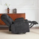 Rocker Swivel Recliner Chair for Adults, Overstuffed Large Manual Recliner Glider with Massage and Heat, Comfy Soft Fabric Living Room Reclining Sofa Chair (Black Fabric) by CozyNest Decor