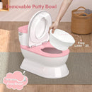 2-in-1 Toddler Potty Training Toilet - Larger Potty Chair & Detachable Training Seat for Boys & Girls Ages 1-3 with Flushing Sound, Wipes Storage, Toilet Paper Holder - Pink by TinyTreasures Baby Boutique