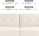 89” Futon Sofa Bed, Linen Comfy Futon Couch Bed with 2 Square Pillows, Convertible Sleeper Sofa with Adjustable Backrest& Armrests, Modern Loveseat Sleeper for Living Room, Bedroom, White by CozyNest Decor