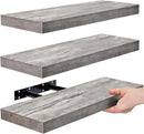 Sorbus Floating Shelves for Wall, Bathroom Shelves Wall Mounted for Kitchen, Bedroom, Bathroom Storage Over Toilet, Hanging Book Shelf for Wall Home Decor Living Room (Gray, 3 Pack) by CozyNest Decor