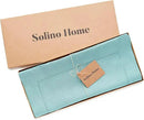 Solino Home Linen Aqua Blue Table Runner 120 Inches Long - 100% Pure Linen Hemstitch 14 x 120 Inch Table Runner for Dining - Classic Hemstitch by CozyNest Decor