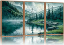 Tinonedraw Large Nature Forest Framed Canvas Wall Art Set, Boho Mountains Calming Lake Wall Decor, Green Pine Trees Artwork, Northern Wilderness Art Painting for Living Room Bedroom Office 16"x24"x3 by CozyNest Decor