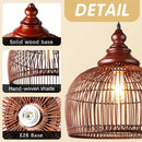 Rattan Pendant Light Kitchen Island, 15.8" Boho Dining Room Light Fixture Hand-Woven Wicker Chandelier Farmhouse Weaving Lighting Coastal Ceiling Hanging Lights for Living Room Restaurant by GreenHaven Gardens