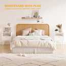 Fluted Nightstand with Charging Station, Modern Bedside Table with Drawer,White Nightstand with Solid Wood Legs, End Table,Side Table for Living Room,Bedroom White CTG57WE by CozyNest Decor
