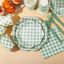 350 Pcs Sage Green Gingham Paper Plates and Napkins Party Supplies - Sage Green and White Checkered Plates Scalloped Plaid Plate for Birthday Dinner Picnic BBQ Party Decorations, Serve 50 Guests by CozyNest Decor