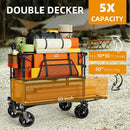 Foldable 50''L Extra Long Double Decker Wagon for Sport, 400L Collapsible Heavy Duty Wagon Cart with Big Wheels, Utility All-Terrain Large Extender Cart for Outdoors, Orange by GreenHaven Gardens