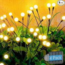 luckystyle Solar Garden Lights 4 Pack,2 Lighting Modes Fairy Lights with Artificial Green Leaves & Branches,32 LED Big Bulb Solar Lights Outdoor Waterproof Firefly Light for Yard Pathway Patio Decor by CozyNest Decor