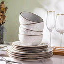 GBHOME Ceramic Dinnerware Sets,12 pcs Embossed Elegant Stoneware Plates and Bowls Sets, Housewarming Wedding Gift | Dishwasher & Microwave Safe | Dishes Set Service for 4 by CozyNest Decor
