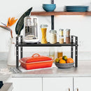 Expandable Cabinet Shelf Organizer Rack, Stackable Kitchen Counter Storage Shelves Stand, Adjustable Height Pantry Shelf Spice Rack (Black, 1 Pack) by CozyNest Decor