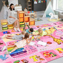 Kids Rugs for Playroom Bedroom Classroom Nursery, Non-Slip and Washable Rugs for Children Toddlers Girls, Educational and Fun Rug Carpets with ABC Alphabet Animals Shapes, 6x9, Pink by CozyNest Decor