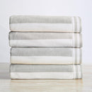 Great Bay Home 100% Cotton Velour 4 Pack Beach Towels 30" x 60" - Grey Cabana Stripe Pool Towels - Quick Dry, Large Swim Towels by TinyTreasures Baby Boutique