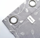 MIUCO Floral Embroidered Semi Sheer Curtains Faux Linen Grommet Curtain Panels for Bedroom 52 x 95 Inch 2 Panels, Grey by CozyNest Decor