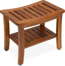 Teak Shower Bench 21 Inch, Fully Assembled Wood Bath Stool for Shower & Spa, The Hermod by TinyTreasures Baby Boutique