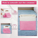 Large Fabric Storage Baskets | 50L Storage Bins, Decorative Linen Closet Baskets with Handles for Organizing, Shelf, Toys, Clothes, Home, Office, Nursery, 17x12x15Inches (Pink&White) by CozyNest Decor