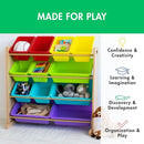 Humble Crew Kids Toy Storage Organizer with 12 Plastic Bins, Natural Wood/Rainbow – Removable Bins for Playroom, Bedroom, Toddler Furniture for Boys and Girls Ages by TinyTreasures Baby Boutique