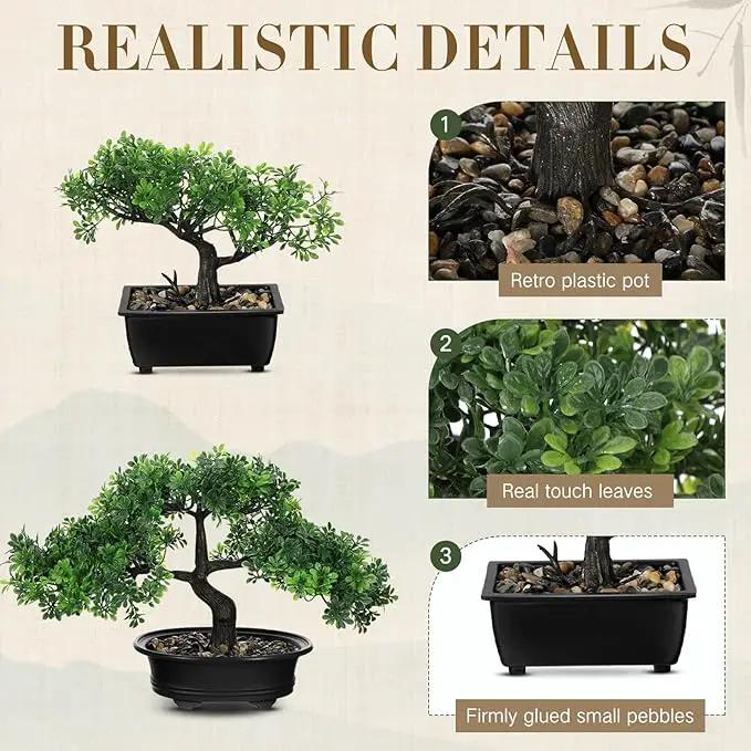 Jexine 4 Pack Artificial Bonsai Tree, Indoor Small Fake Plants in Pots for Home Table Office Desk Bathroom Shelf Bookshelf Bedroom Living Room Farmhouse Decorations, photo 4 of 7