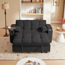 Large Size Convertible Sleeper Sofa Bed,Polka dot Velvet Pull Out Futon Couch with Storage handrails & Rotating Side Tables,Convertible Sofa Couch for Living Room,RV by CozyNest Decor