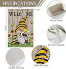 Welcome Summer Gnome Garden Flag Spring Summer Bee Sunflower Yard Flag 12x18 Double Sided Burlap Daisy House Flag for Rustic Seasonal Outside Outdoor House Decoration (ONLY FLAG) by CozyNest Decor