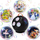 Bubble Machine Automatic Bubble Blower for Kids Toddlers Rechargeable Portable Spherical LED Bubble Maker Electric Auto Rotating 45°/360° Outdoor Toy Birthday Party Wedding (Spherical Black) by TinyTreasures Baby Boutique