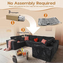 Cloud Sectional Couches for Living Room,U Shaped Modular Sofas No Assembly,135x79 Inches Plush Corduroy Oversized Floor Couch Set with Deep Seat Chaise,Black by CozyNest Decor
