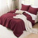 Litanika Burgundy Red Comforter Set King Size, 3 Pieces Lightweight Solid Bedding Comforter Set, All Season Fluffy Bed Set (104x90In Comforter & 2 Pillowcases) by CozyNest Decor