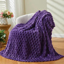 NEWCOSPLAY Super Soft King Blanket Purple Premium Silky Flannel Fleece 3D Clouds Stylish Jacquard Lightweight Bed Blanket All Season Use 350GSM (Purple, King(90"x110")) by CozyNest Decor