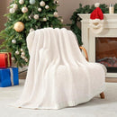 Snuggle Sac Buttery Ivory Throw Blanket for Couch, Reversible Super Soft Knitted Blankets, Warm Cozy Knit Fuzzy Plush Lightweight Throws Dupes for Sofa, Bed, Picnic, Ivory, 50 x 60 inches by TinyTreasures Baby Boutique