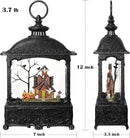 Halloween Snow Globe Lantern Haunted House Pumpkin Ghost Tree Crow Rip Dancing Bats with Timer, USB and Battery Powered 12 inch by CozyNest Decor