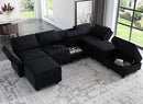 Belffin Modular Sectional Sofa U Shaped Sectional Couch with Reversible Chaises Velvet Modular Sofa with Storage Seat Black by CozyNest Decor