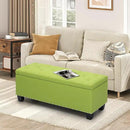 MoNiBloom 42 Inch Long Bench with Storage, Modern 40L Inner Space Green Linen Foot Stool for Bedroom, Upholstered Padded Rectangular Fabric Tufted Bench Footrest with Wood Legs with 660 Lbs Capacity by CozyNest Decor