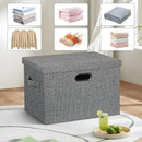 Large 17" 36 Quart Collapsible Stackable Storage Bins with Lids, 3 Packs Black and White Mix Linen Fabric Closet Boxes with Lids, Storage Cube Baskets Container Organizers (17x12x11) by CozyNest Decor