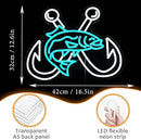 LISIGNVE Crossed Fish Hooks Neon Sign Fishing Led Neon Light for Wall Decor Fish On Light up Sign for Fishing Gear Store Yacht Gift for Father Boy(16.5 * 12.6 In) by CozyNest Decor