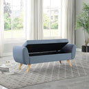 HomePop Modern Storage Bench with Wood Legs |Homepop Home Décor|Bench with Storage for Living Room & Bedroom - French Blue Woven by CozyNest Decor