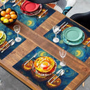Halloween Placemats Set of 4 Pumpkin Vincent Van Gogh Starry Night Art Linen Table Mats 12x18 Inch Jack O Lantern Farmhouse Place Mats for Party Kitchen Dining Outdoor Indoor Decor by CozyNest Decor