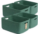 Large Storage Baskets for Organizing, Closet Shelf Baskets for Clothes Blanket Towels, Baby Nursery, Toy Bins Box, Woven Rope Baskets, 17 x 13 x 7.5”, 4 Packs Green by CozyNest Decor