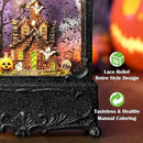 Halloween Snow Globe Lantern Haunted House Pumpkin Ghost Tree Crow Rip Dancing Bats with Timer, USB and Battery Powered 12 inch by CozyNest Decor