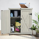 Outdoor Storage Cabinets Weatherproof for Patio, Garden Work Bench with Shelves & Metal Tabletop, Wooden Potting Table Workstation by GreenHaven Gardens