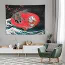 Houselerax Koi Fish Tapestries,Japanese Style Yin Yang Big Wave Cherry Blossoms Tapestry Wall Hanging for Bedroom Living Room Office Decor 80"x60" by CozyNest Decor