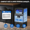 Commercial Ice Maker Machine 100 LBS/24H, 36 Ice Trays Freestanding & Undercounter Ice Machine Stainless Steel with 20 LBS Ice Storage Capacity, Ice Maker with Water Line, Dual Water Inlet, Black by CozyNest Decor
