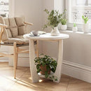 Rustic Farmhouse end Table X 2P with Storage Shelf, French Country Accent Side Table for Family, Dinning or Living Room, Small Spaces, Modern, Round, White by CozyNest Decor