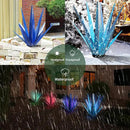 Large Tequila Rustic Sculpture, Rustic Metal Agave Plants for Outdoor Patio Yard, Home Decor Hand Painted Metal Agave Garden Yard Statue, Outdoor Lawn Ornaments (Dark Blue - L (W/Solar Light)) by GreenHaven Gardens
