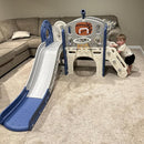 XJD 8 in 1 Toddler Slide Set, Kids Slide for Toddlers Age 1+, Toddler Climber Slide PlaySet with Basketball Hoop and Ball,Outdoor Indoor Playground for Toddlers 1-3 (Blue Gley, 8 in 1) by TinyTreasures Baby Boutique